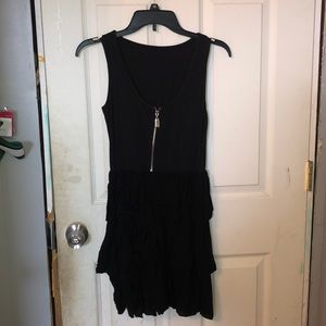 black ruffled mini dress